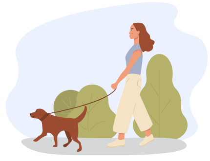 Person walking their dog outdoors
