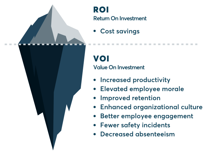 This image shows how a VOI represents a far more holistic return than an ROI.